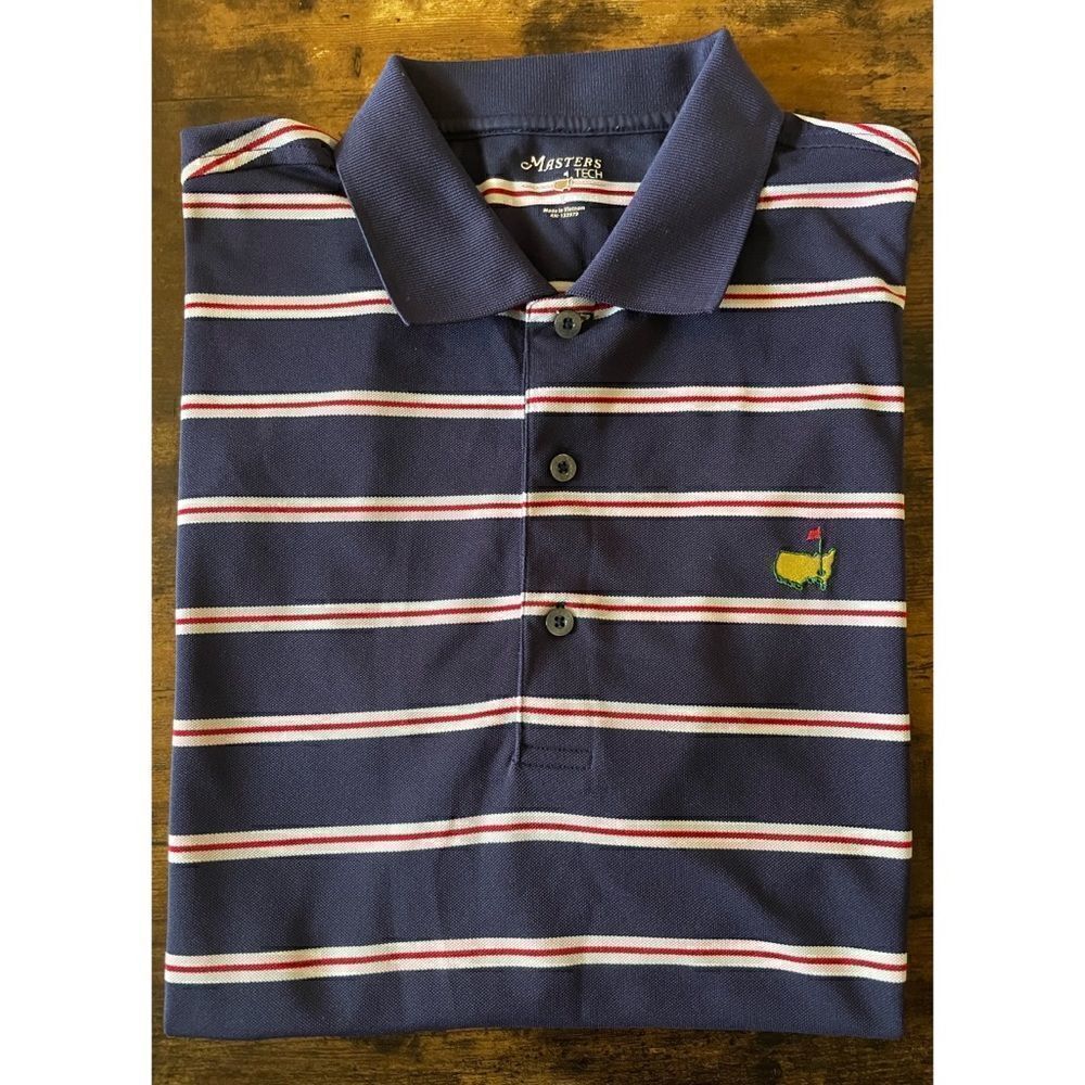 Masters Tech Pique Masters Navy/ Red / White Stripes Polo Size L / Excellent